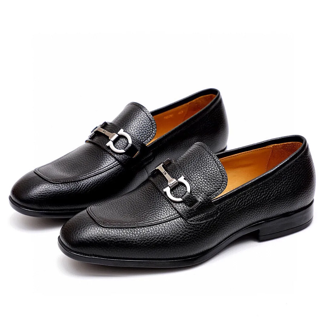 Men's Men's Shoes 💰540 💐[Ferragamo/Ferragamo] New 🐲Ferragamo* Ferragamo classic formal leather shoes! It uses imported first-layer pebbled cowhide leather upper + luxurious hardware buckle, and the inner first-layer comfortable cowhide leather lining! Original rubber outsole! Code number 38-44 (45🉑️customized)